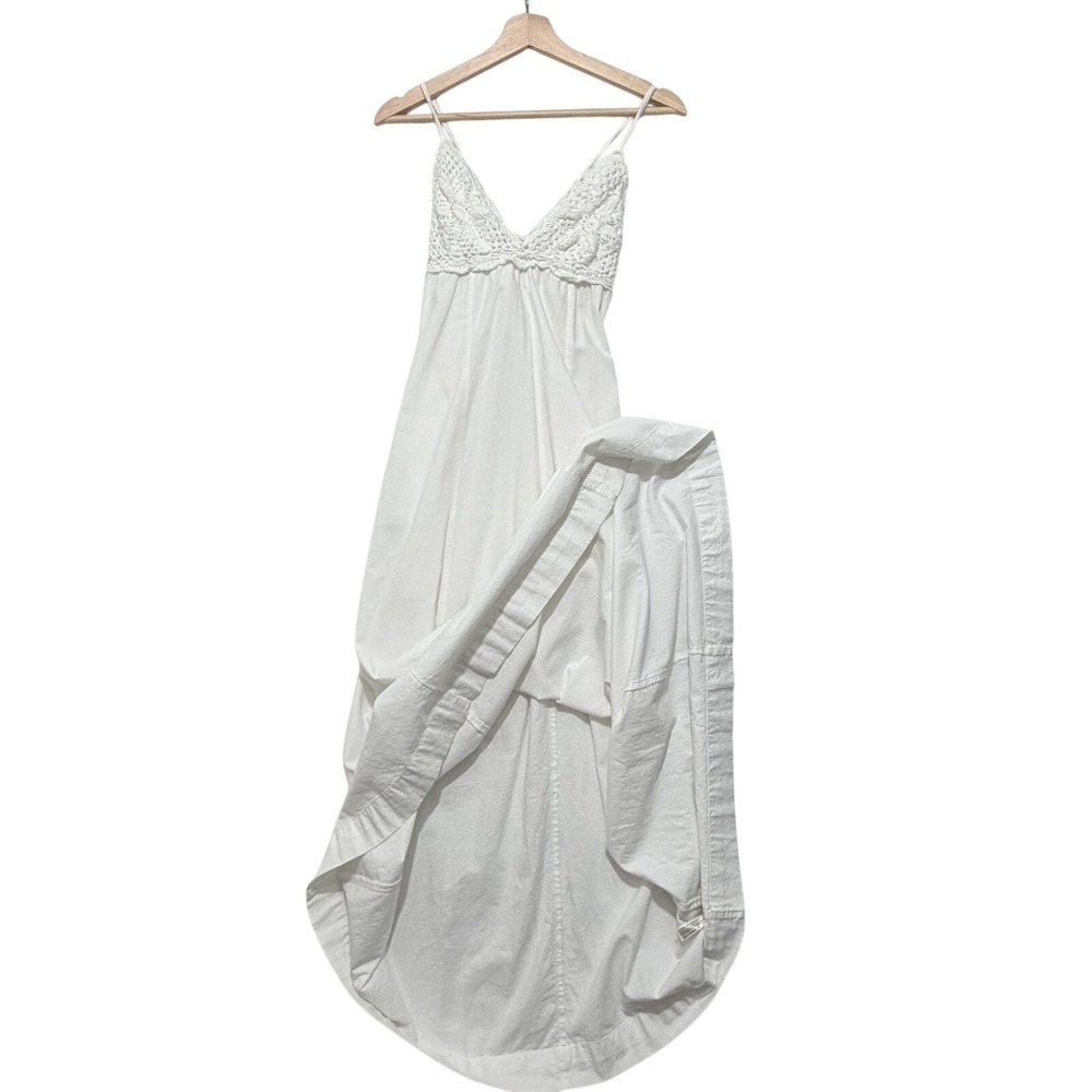 Free People Crochet Top Lovey Maxi Dress White Bride Beach Sz Sm Resort Summer - Picture 6 of 14